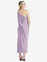Rear View Thumbnail - Pale Purple One-Shoulder Asymmetrical Midi Slip Dress