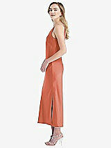 Side View Thumbnail - Terracotta Copper One-Shoulder Asymmetrical Midi Slip Dress
