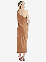 Rear View Thumbnail - Toffee One-Shoulder Asymmetrical Midi Slip Dress