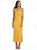 Alt View 1 Thumbnail - NYC Yellow Draped One-Shoulder Convertible Midi Slip Dress