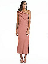 Alt View 1 Thumbnail - Desert Rose Draped One-Shoulder Convertible Midi Slip Dress