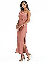 Alt View 2 Thumbnail - Desert Rose Draped One-Shoulder Convertible Midi Slip Dress