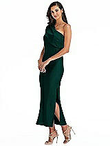 Alt View 2 Thumbnail - Evergreen Draped One-Shoulder Convertible Midi Slip Dress