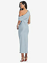 Rear View Thumbnail - Mist Draped One-Shoulder Convertible Midi Slip Dress