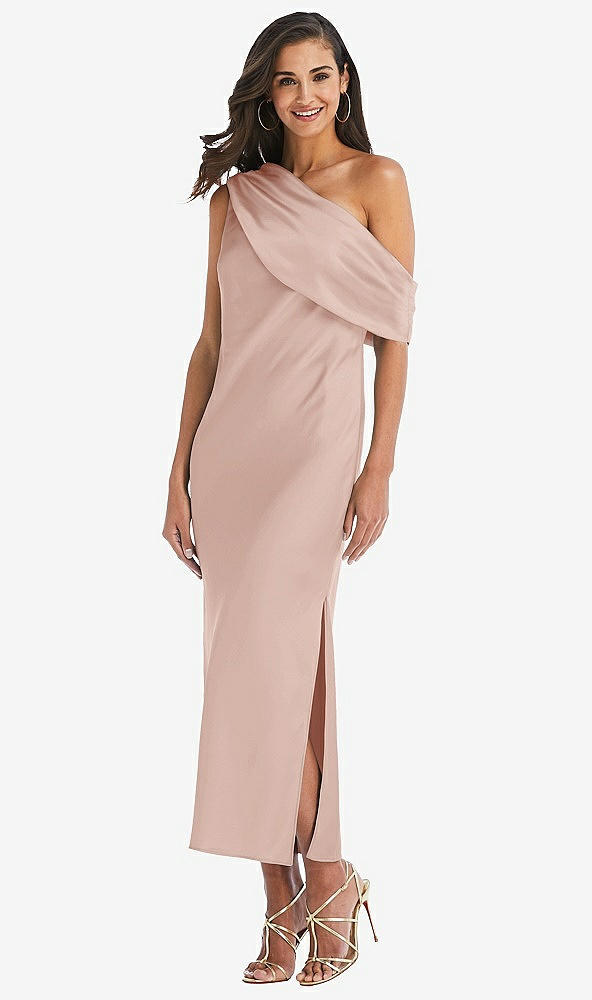 Front View - Toasted Sugar Draped One-Shoulder Convertible Midi Slip Dress