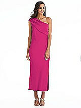 Alt View 1 Thumbnail - Think Pink Draped One-Shoulder Convertible Midi Slip Dress