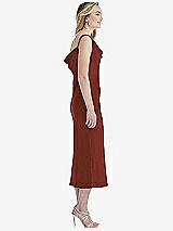 Side View Thumbnail - Auburn Moon Asymmetrical One-Shoulder Cowl Midi Slip Dress