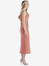 Side View Thumbnail - Desert Rose Asymmetrical One-Shoulder Cowl Midi Slip Dress