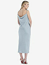 Rear View Thumbnail - Mist Asymmetrical One-Shoulder Cowl Midi Slip Dress