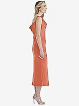 Side View Thumbnail - Terracotta Copper Asymmetrical One-Shoulder Cowl Midi Slip Dress
