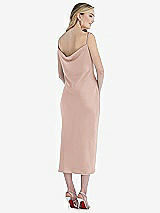 Rear View Thumbnail - Toasted Sugar Asymmetrical One-Shoulder Cowl Midi Slip Dress