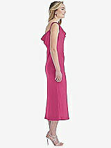 Side View Thumbnail - Tea Rose Asymmetrical One-Shoulder Cowl Midi Slip Dress