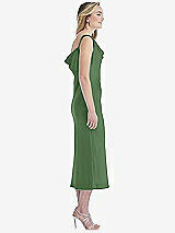 Side View Thumbnail - Vineyard Green Asymmetrical One-Shoulder Cowl Midi Slip Dress
