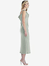 Side View Thumbnail - Willow Green Asymmetrical One-Shoulder Cowl Midi Slip Dress