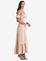 Side View Thumbnail - Cameo Ruffled Off-the-Shoulder Tiered Cuff Sleeve Midi Dress