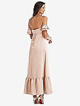 Rear View Thumbnail - Cameo Ruffled Off-the-Shoulder Tiered Cuff Sleeve Midi Dress