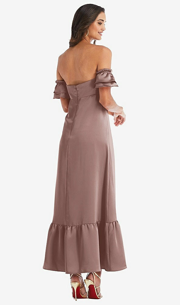 Back View - Sienna Ruffled Off-the-Shoulder Tiered Cuff Sleeve Midi Dress
