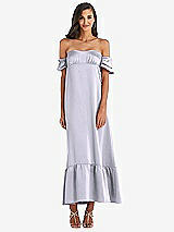 Front View Thumbnail - Silver Dove Ruffled Off-the-Shoulder Tiered Cuff Sleeve Midi Dress