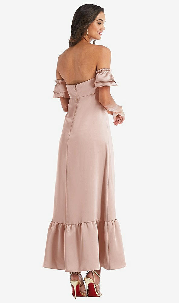 Back View - Toasted Sugar Ruffled Off-the-Shoulder Tiered Cuff Sleeve Midi Dress