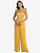 Front View Thumbnail - NYC Yellow Ruffled Sleeve Tie-Back Jumpsuit with Pockets