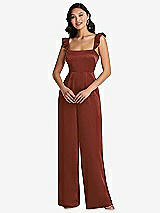Front View Thumbnail - Auburn Moon Ruffled Sleeve Tie-Back Jumpsuit with Pockets