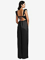 Rear View Thumbnail - Black Ruffled Sleeve Tie-Back Jumpsuit with Pockets