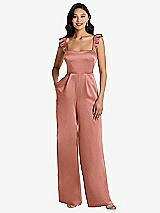 Alt View 1 Thumbnail - Desert Rose Ruffled Sleeve Tie-Back Jumpsuit with Pockets