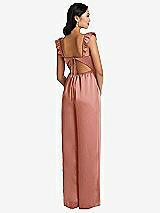 Rear View Thumbnail - Desert Rose Ruffled Sleeve Tie-Back Jumpsuit with Pockets