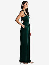 Side View Thumbnail - Evergreen Ruffled Sleeve Tie-Back Jumpsuit with Pockets