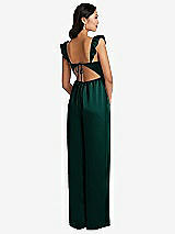 Rear View Thumbnail - Evergreen Ruffled Sleeve Tie-Back Jumpsuit with Pockets