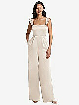 Alt View 1 Thumbnail - Oat Ruffled Sleeve Tie-Back Jumpsuit with Pockets