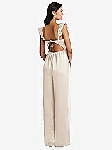Rear View Thumbnail - Oat Ruffled Sleeve Tie-Back Jumpsuit with Pockets