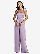 Front View Thumbnail - Pale Purple Ruffled Sleeve Tie-Back Jumpsuit with Pockets
