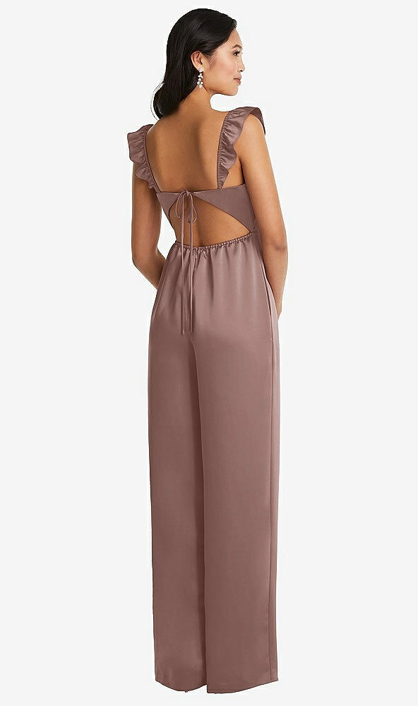 Back View - Sienna Ruffled Sleeve Tie-Back Jumpsuit with Pockets