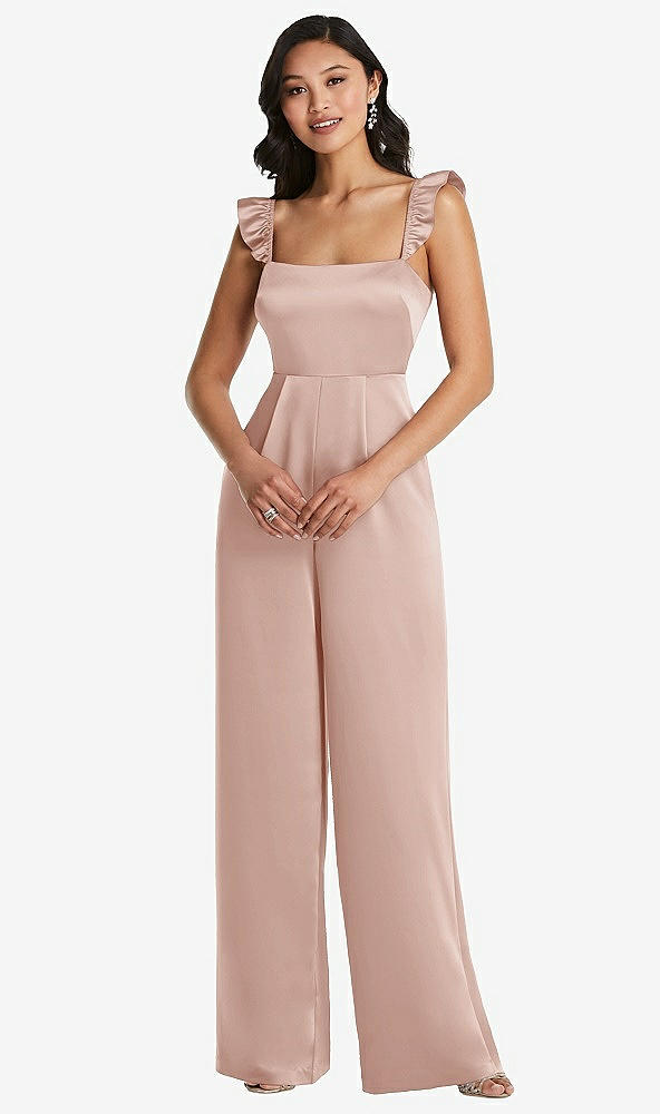 Front View - Toasted Sugar Ruffled Sleeve Tie-Back Jumpsuit with Pockets