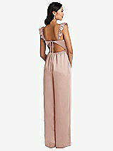 Rear View Thumbnail - Toasted Sugar Ruffled Sleeve Tie-Back Jumpsuit with Pockets