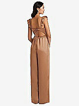 Rear View Thumbnail - Toffee Ruffled Sleeve Tie-Back Jumpsuit with Pockets
