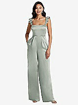 Alt View 1 Thumbnail - Willow Green Ruffled Sleeve Tie-Back Jumpsuit with Pockets