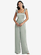 Front View Thumbnail - Willow Green Ruffled Sleeve Tie-Back Jumpsuit with Pockets