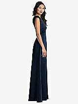 Side View Thumbnail - Midnight Navy Shirred Cap Sleeve Maxi Dress with Keyhole Cutout Back