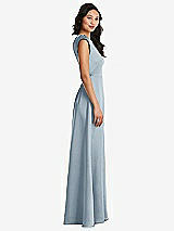 Side View Thumbnail - Mist Shirred Cap Sleeve Maxi Dress with Keyhole Cutout Back