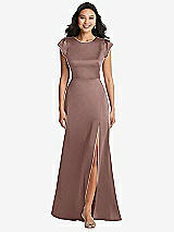 Front View Thumbnail - Sienna Shirred Cap Sleeve Maxi Dress with Keyhole Cutout Back