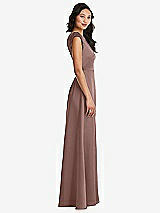 Side View Thumbnail - Sienna Shirred Cap Sleeve Maxi Dress with Keyhole Cutout Back
