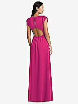 Rear View Thumbnail - Think Pink Shirred Cap Sleeve Maxi Dress with Keyhole Cutout Back