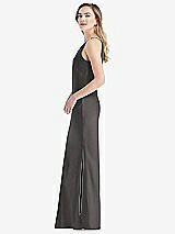 Side View Thumbnail - Caviar Gray One-Shoulder Asymmetrical Maxi Slip Dress