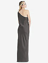 Rear View Thumbnail - Caviar Gray One-Shoulder Asymmetrical Maxi Slip Dress