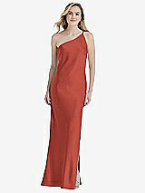 Front View Thumbnail - Amber Sunset One-Shoulder Asymmetrical Maxi Slip Dress