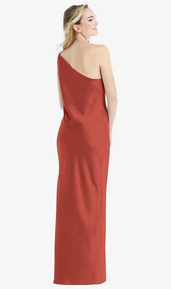 Back View - Amber Sunset One-Shoulder Asymmetrical Maxi Slip Dress
