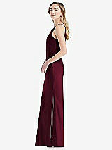 Side View Thumbnail - Cabernet One-Shoulder Asymmetrical Maxi Slip Dress
