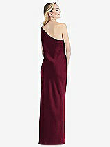 Rear View Thumbnail - Cabernet One-Shoulder Asymmetrical Maxi Slip Dress